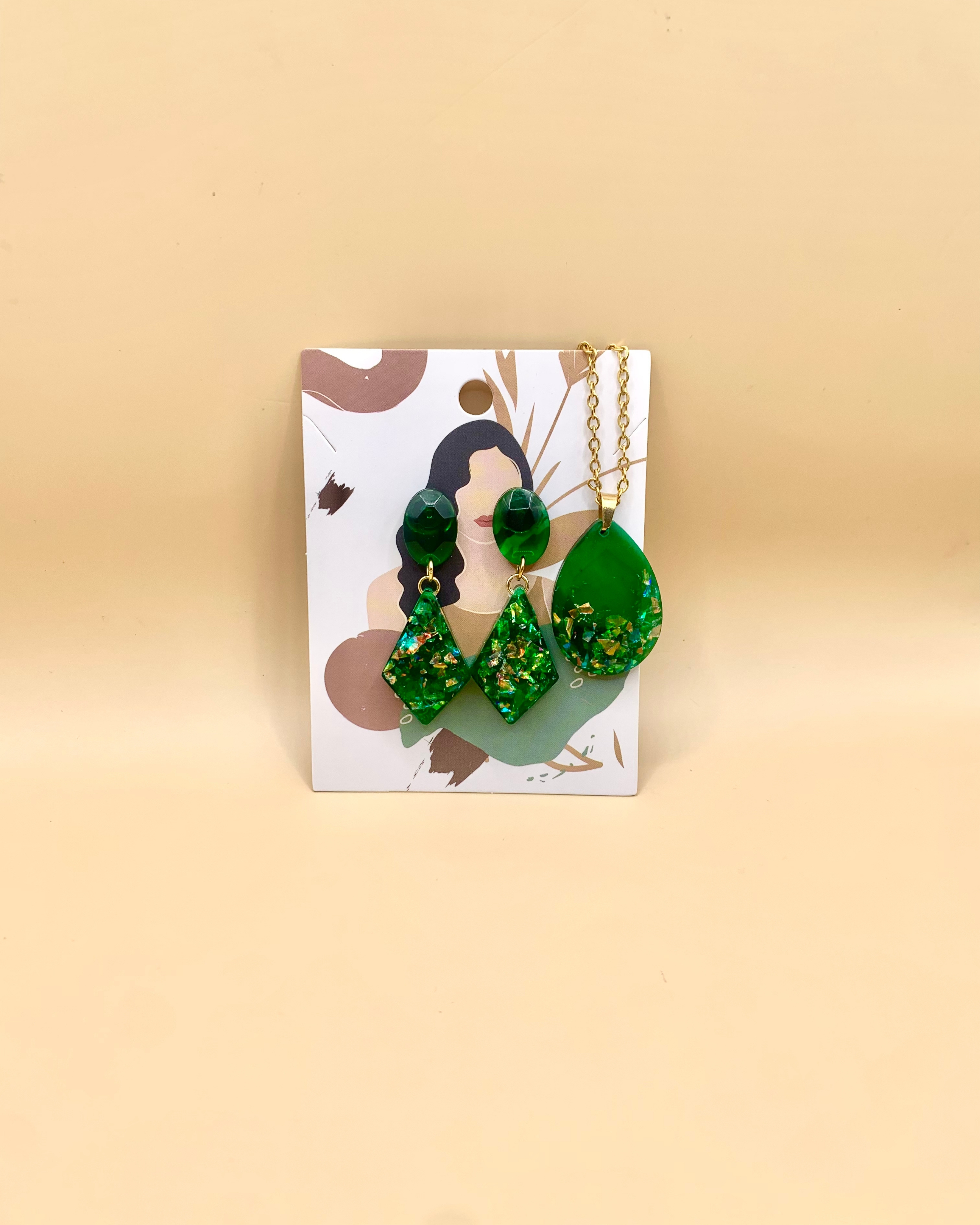 Conjunto de joyería verde