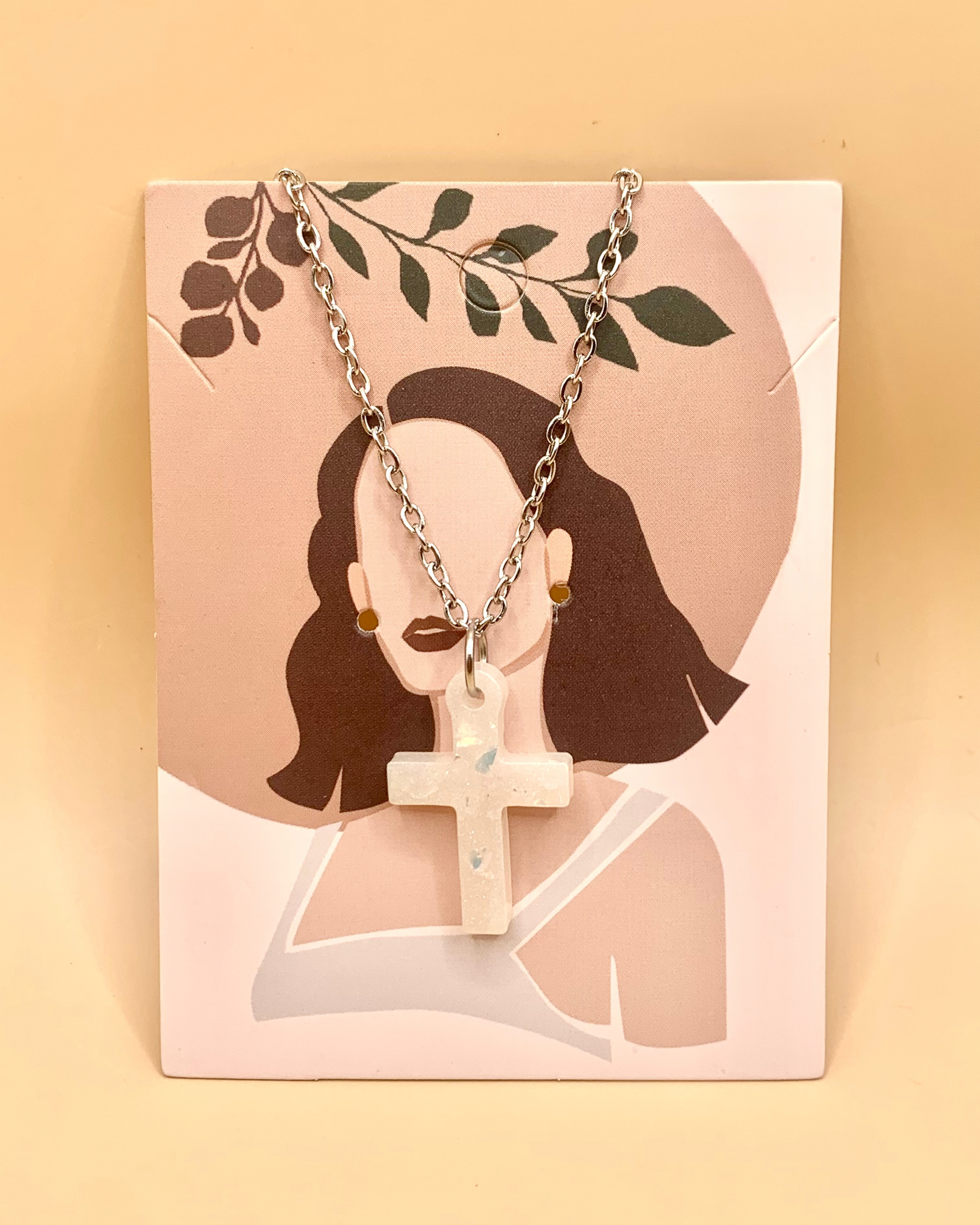 Collar con colgante de cruz (color personalizable)