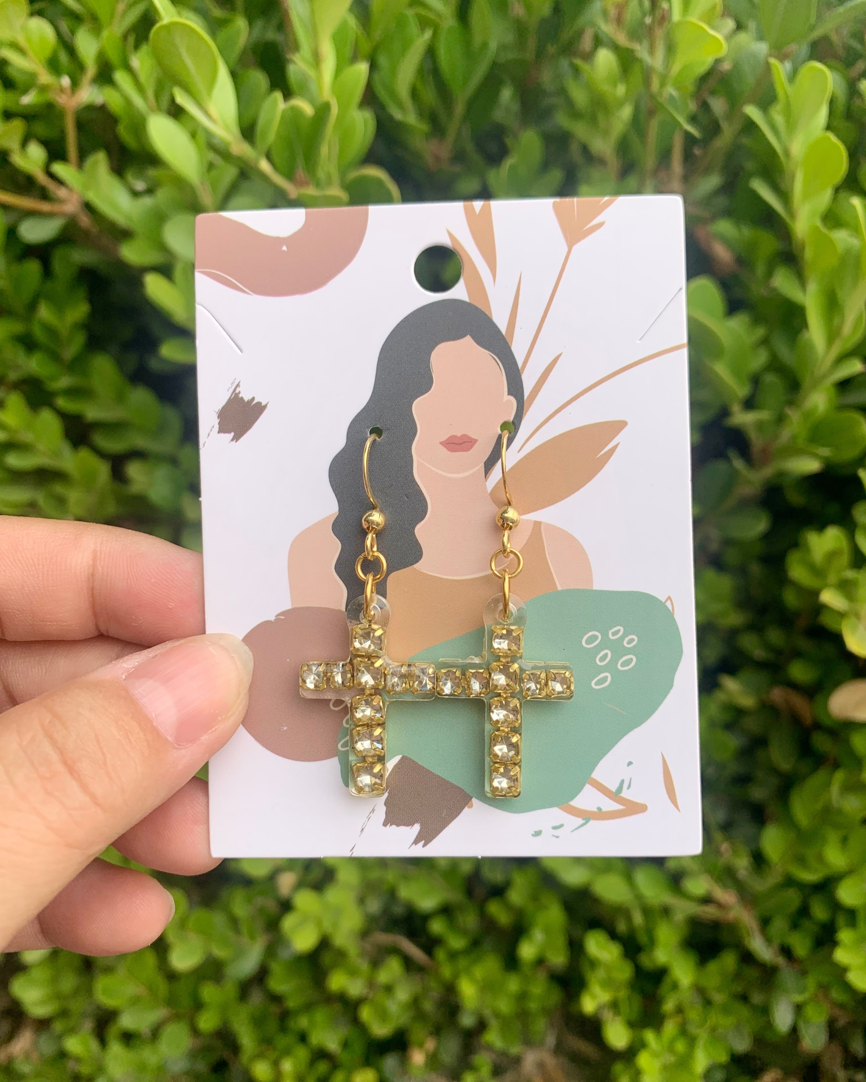 Pendientes Cruz con Diamantes