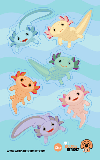 Axolotl Sticker Sheet 1