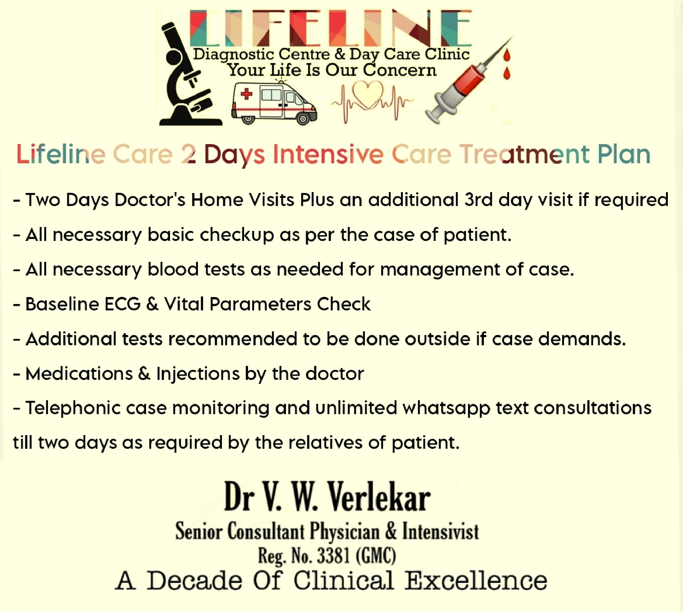 Lifeline Care Two Days Home Care Treatment Plan