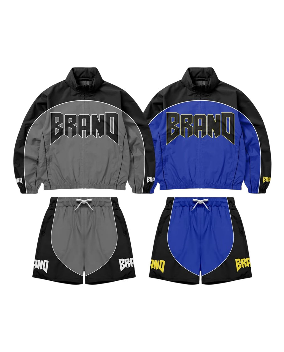 Street Wear Mens Nylon Tracksuits Windbreaker Shorts Sets