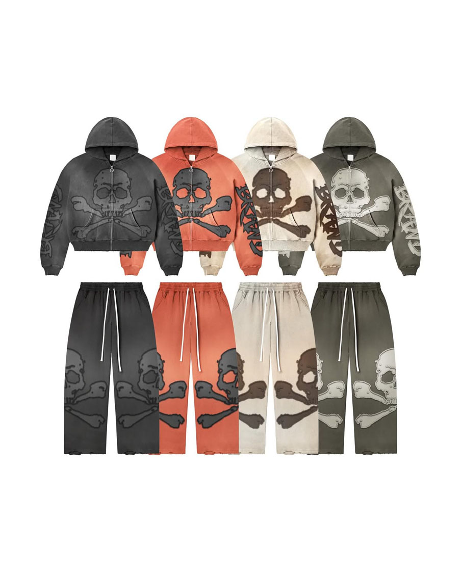 Skull & Crossbones Hoodie Jogger Trousers Tracksuit Set