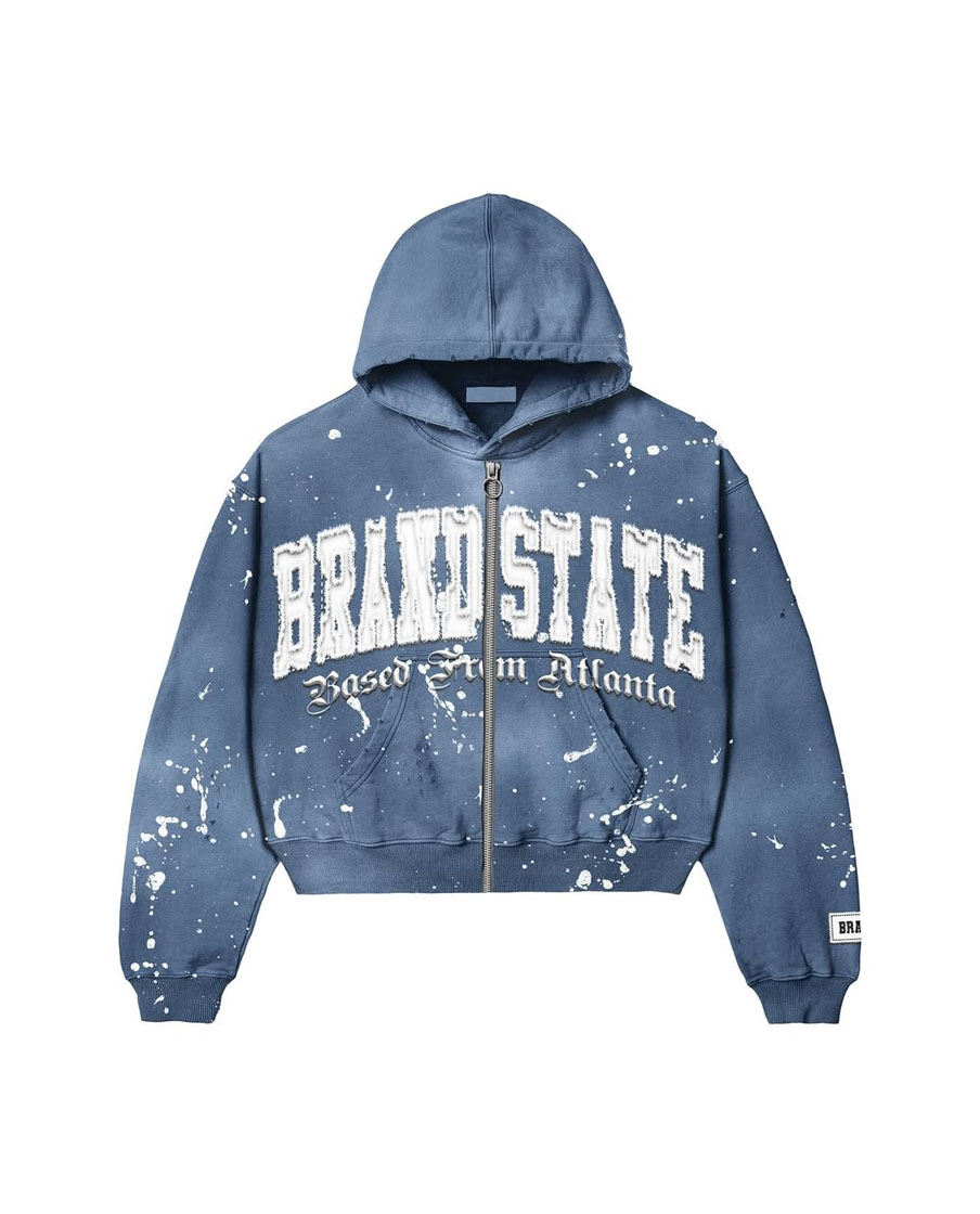 Brand State Splatter Style Zip-Up Hoodie