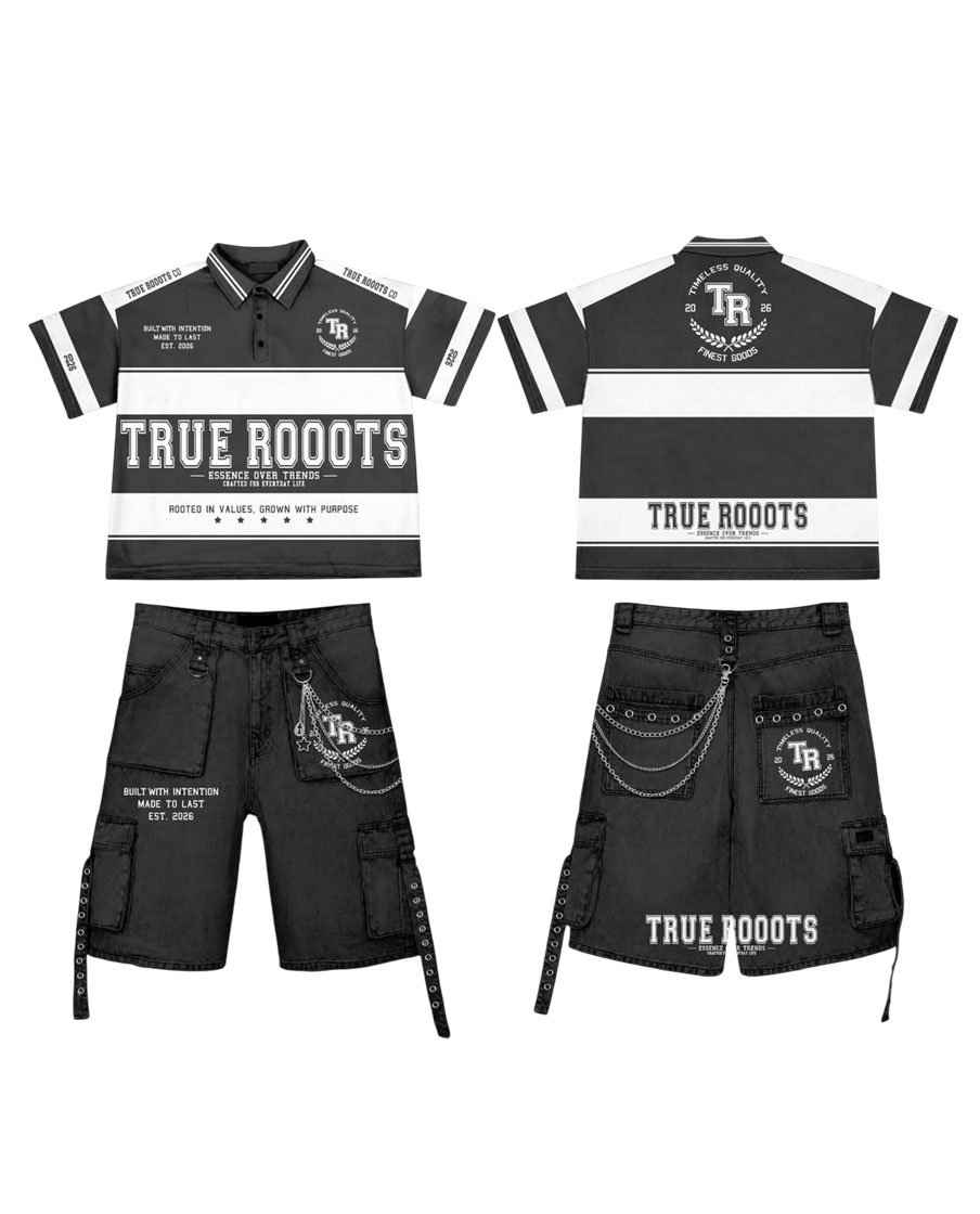 Custom Men Streetwear Polo Shirts & Hip Hop Jeans Shorts Set