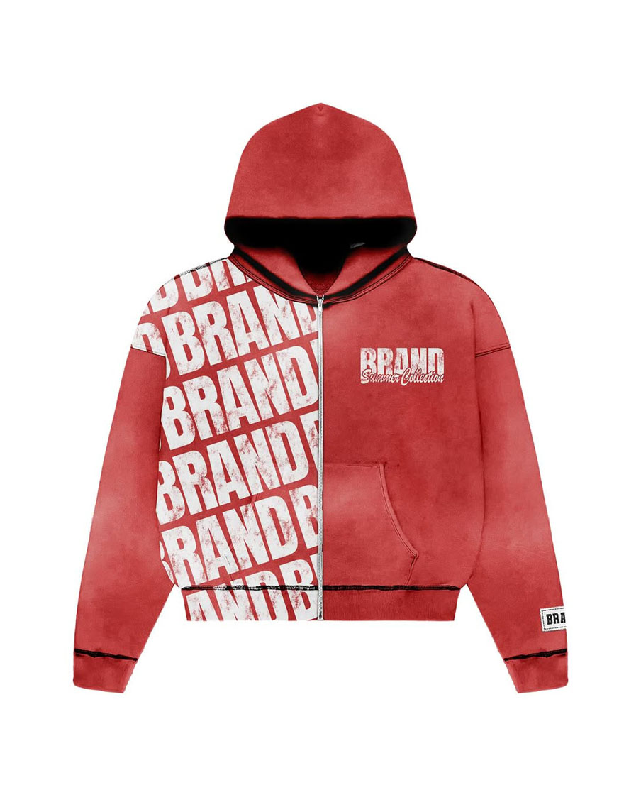 Custom Brand Logo Print Style Zip-UP Hoodie