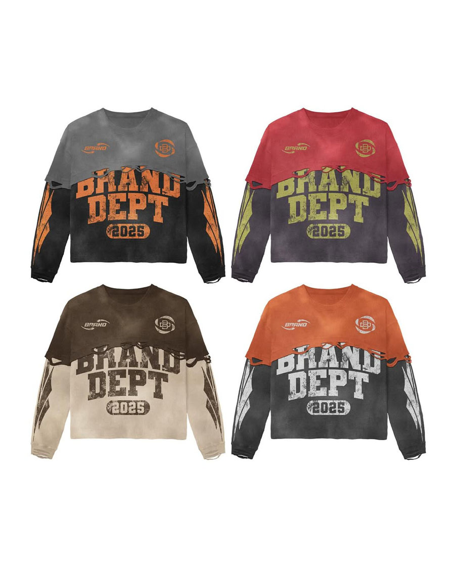 Custom Screen Print Style Dubble Sleeve Sweat Shirts 