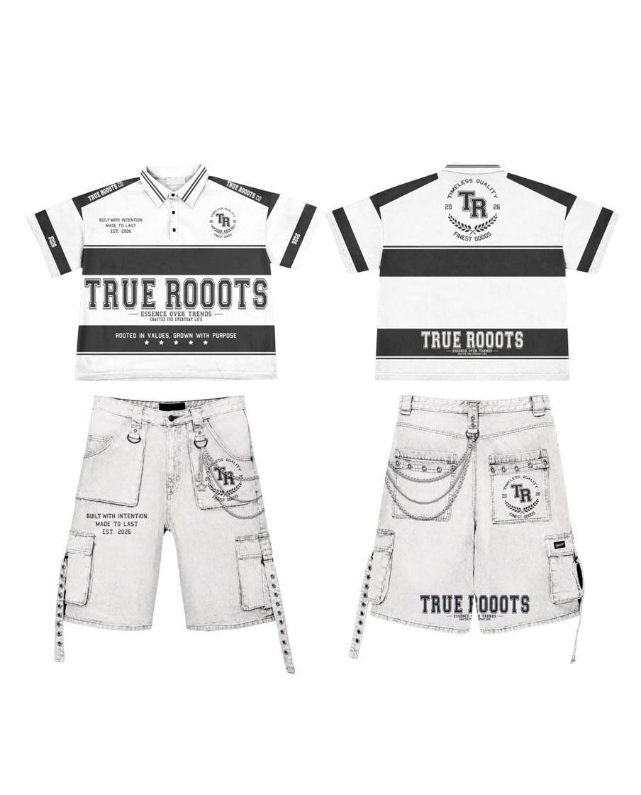 Custom Men Streetwear Polo Shirts & Hip Hop Jeans Shorts Set