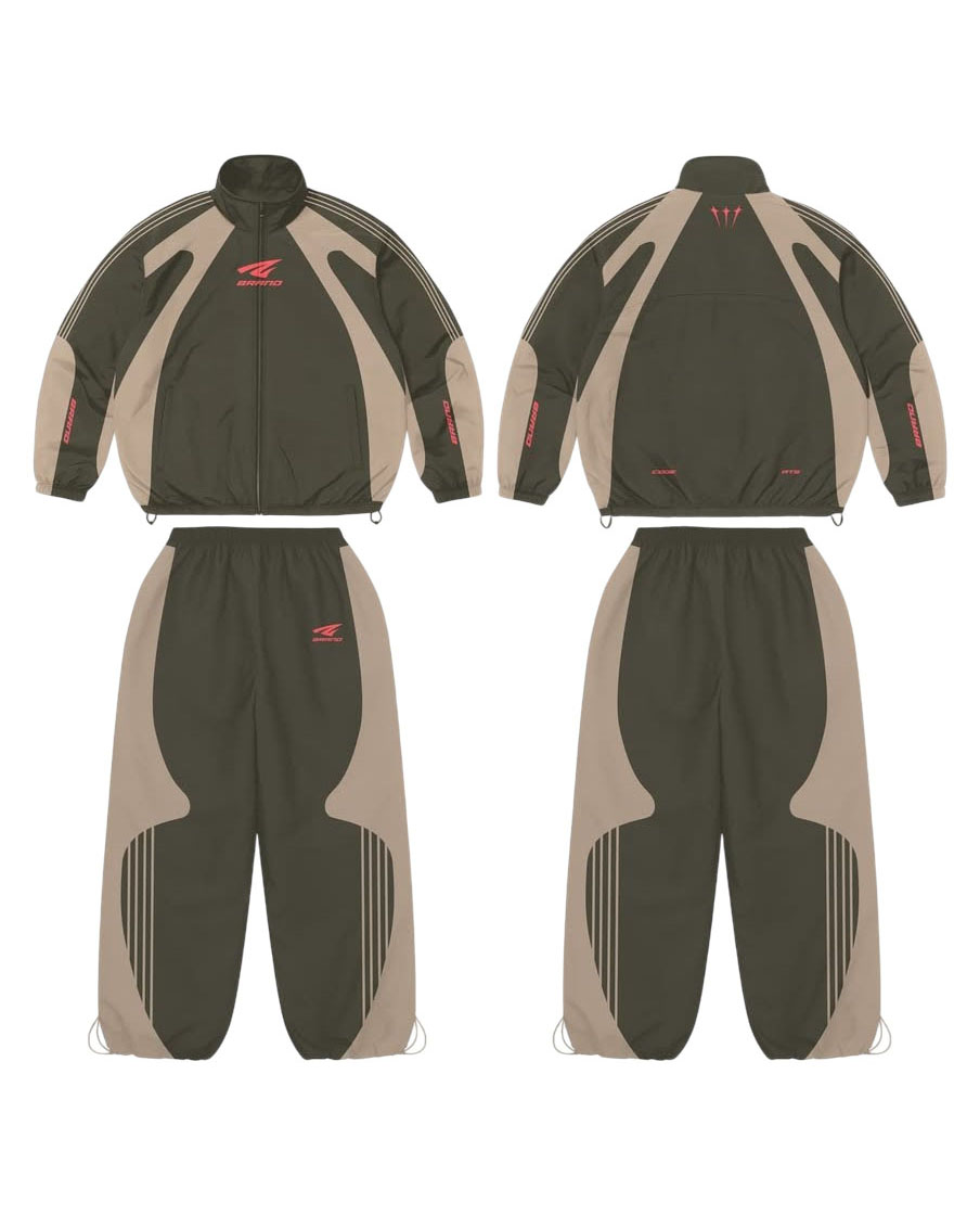 Custom Sublimation Windbreaker Jacket & Sweatpants Two Piece Set                                                                   
