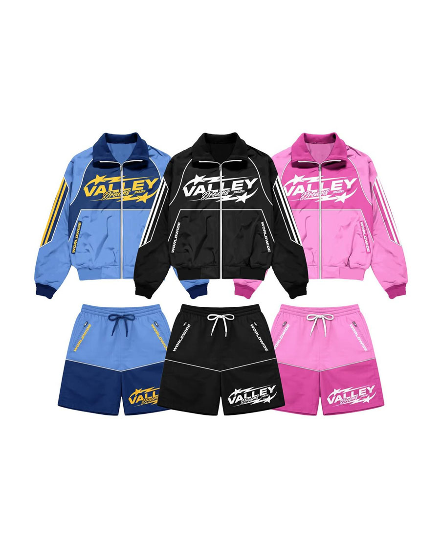 Custom Street Wear Windbreaker Shorts Set