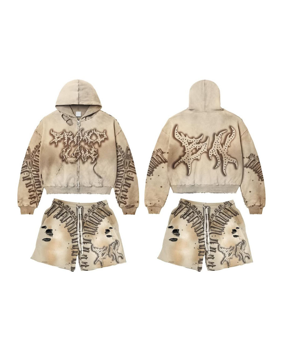 Artistic Graffiti Hoodie & Shorts Set