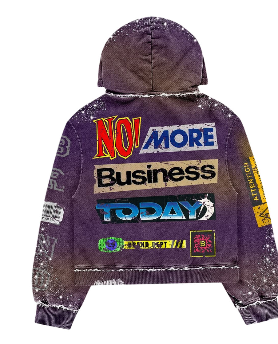 Custom Oversized Zipper Embroidery Patch Logo Hoodie 