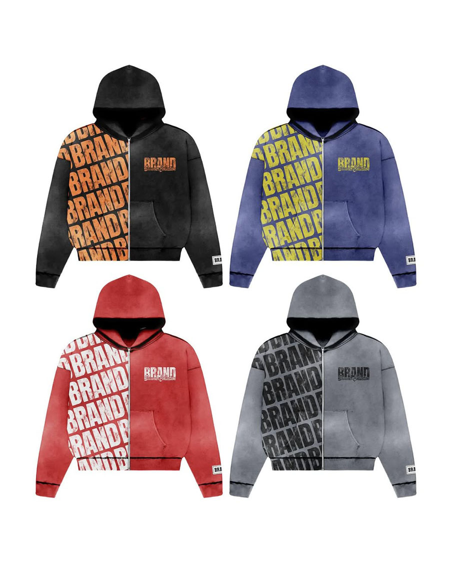 Custom Brand Logo Print Style Zip-UP Hoodie