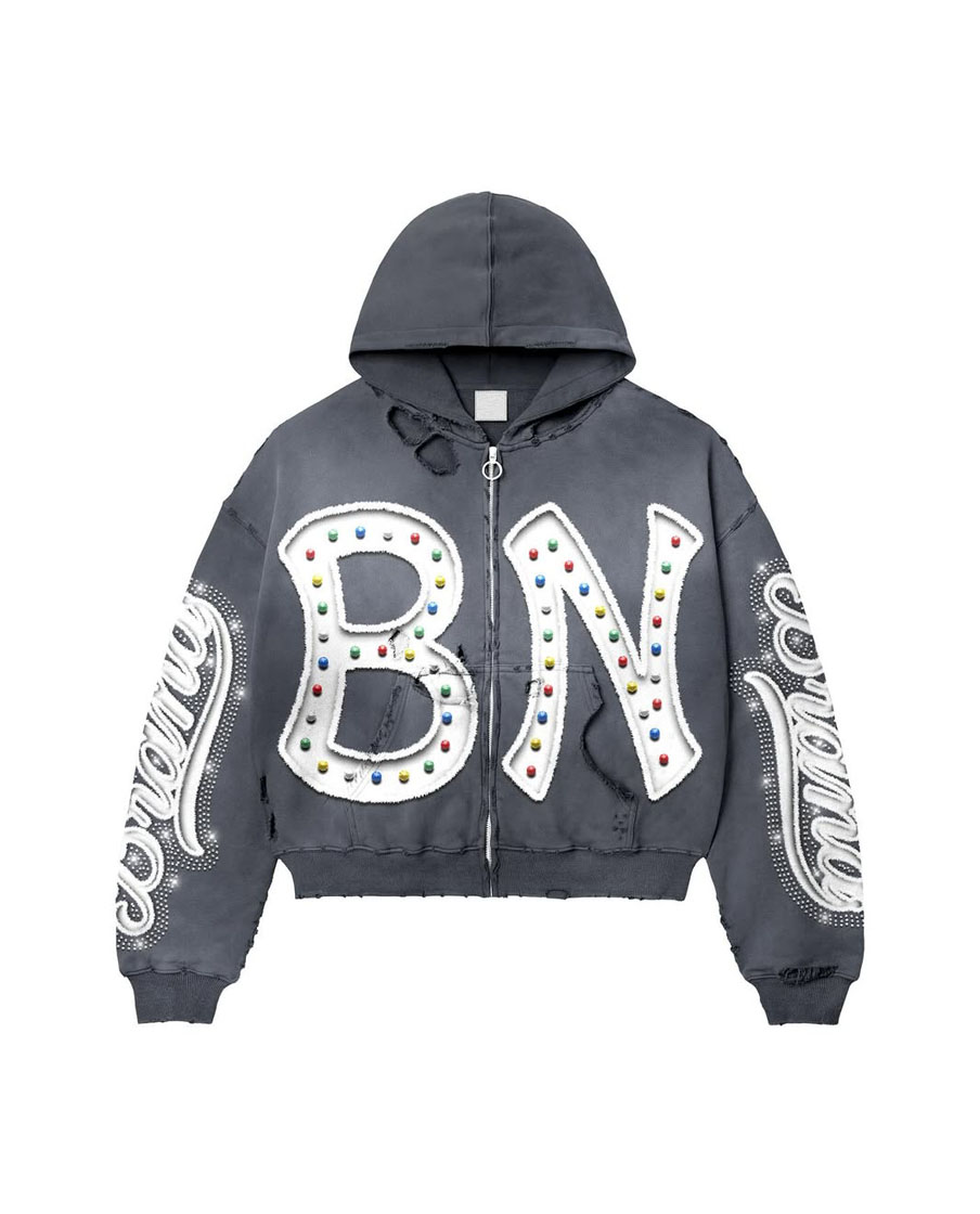 Custom Embroidery Logo Design Zip-UP Hoodie  