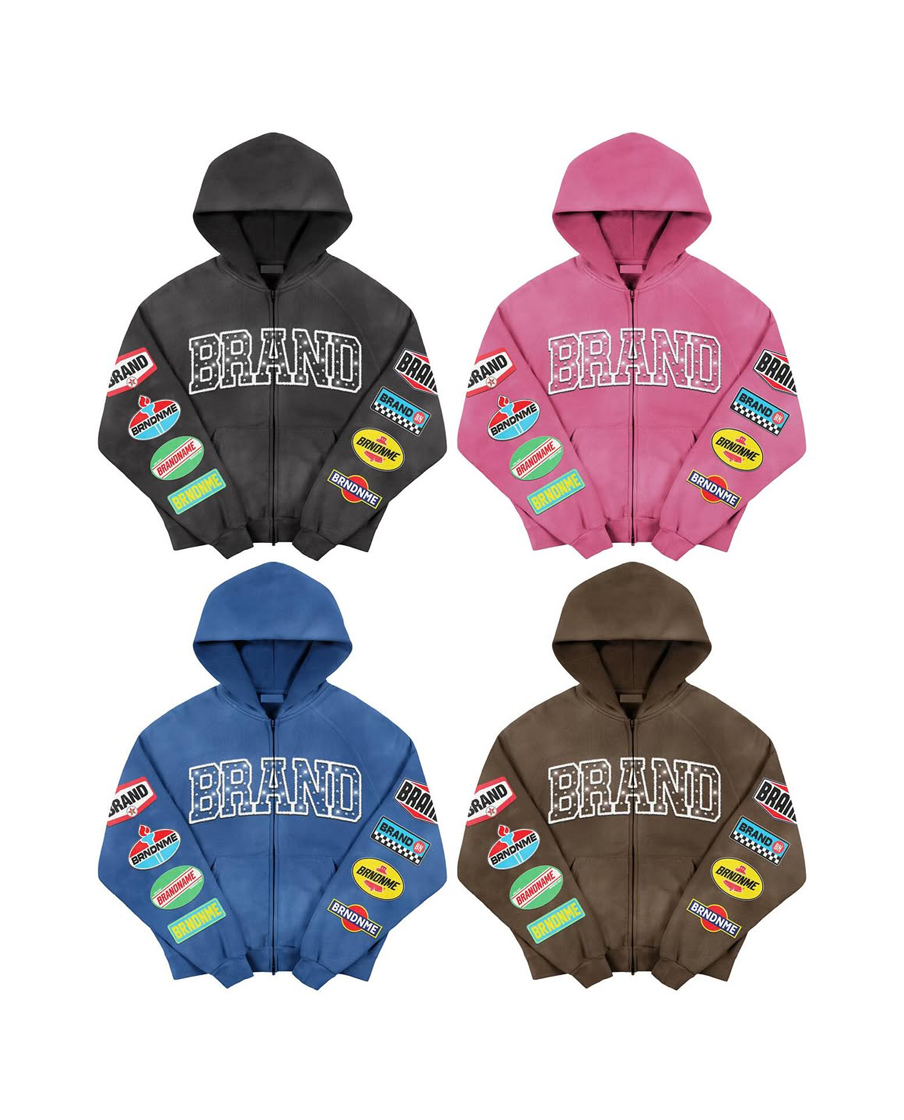 Custom Embroidery Print Logo Style Zip-UP Hoodie 