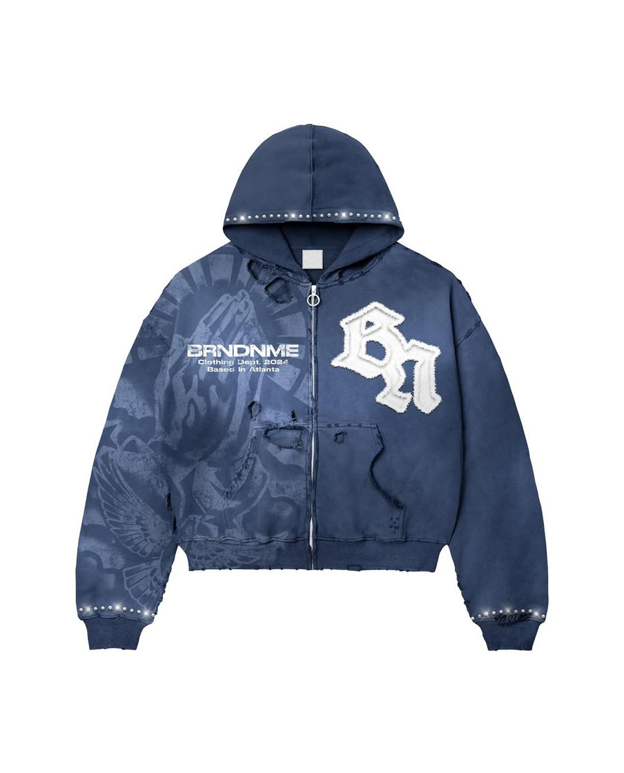 Custom Graphic Embroidery Logo Zip-Up Hoodie