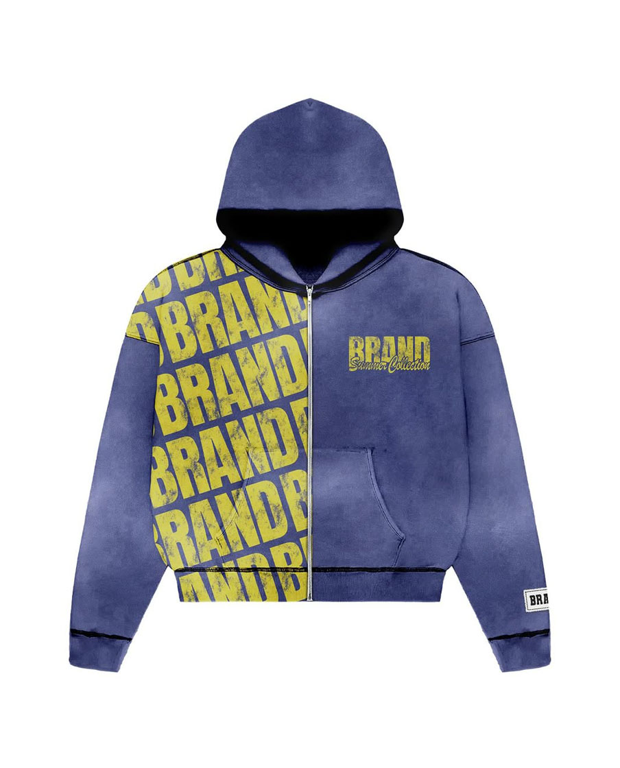 Custom Brand Logo Print Style Zip-UP Hoodie