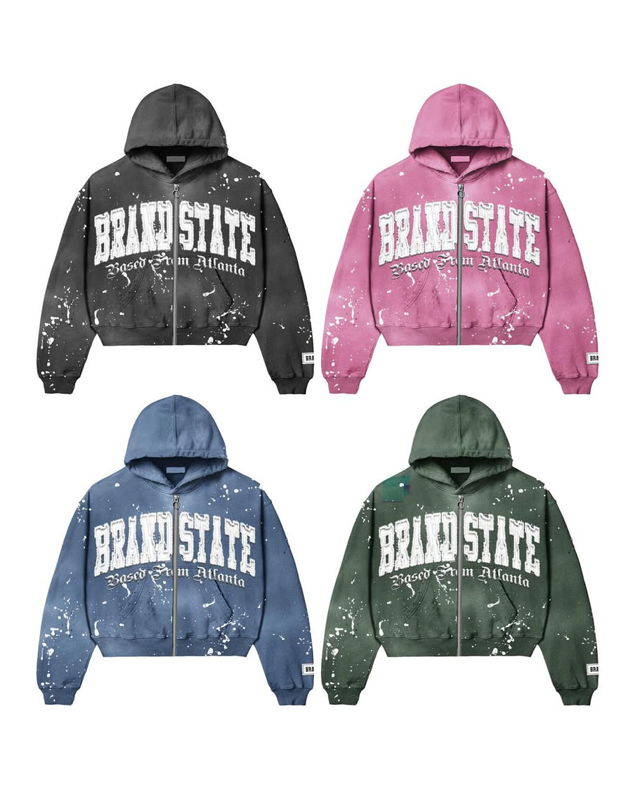 Brand State Splatter Style Zip-Up Hoodie