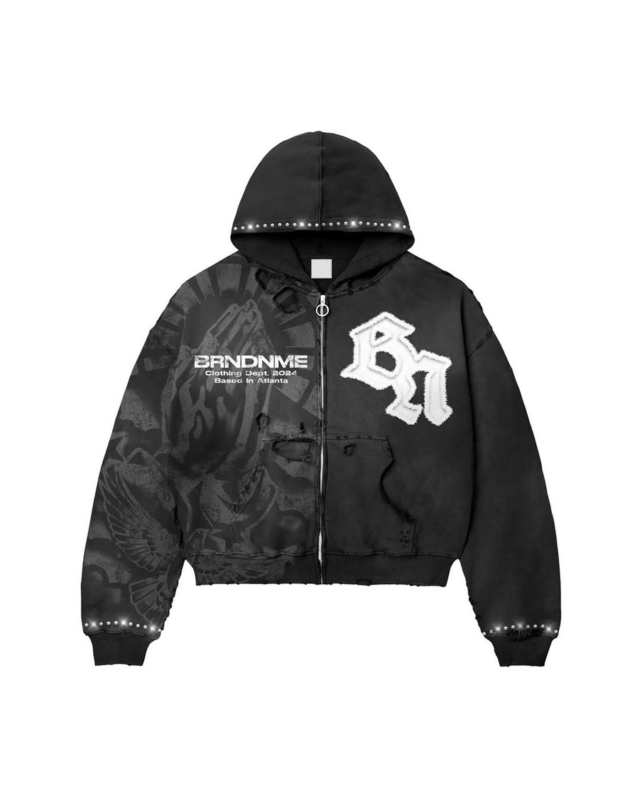 Custom Graphic Embroidery Logo Zip-Up Hoodie