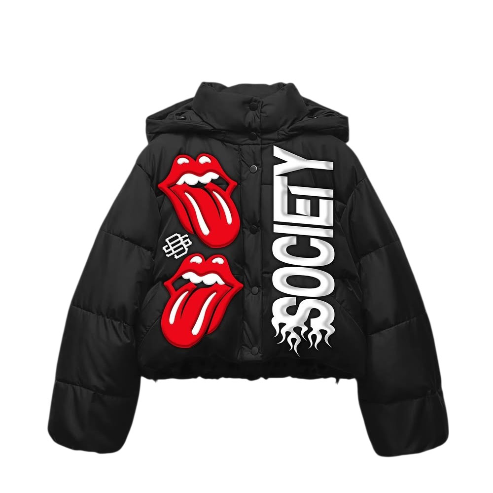 Custom Sublimation Graphic Black Puffer Jacket