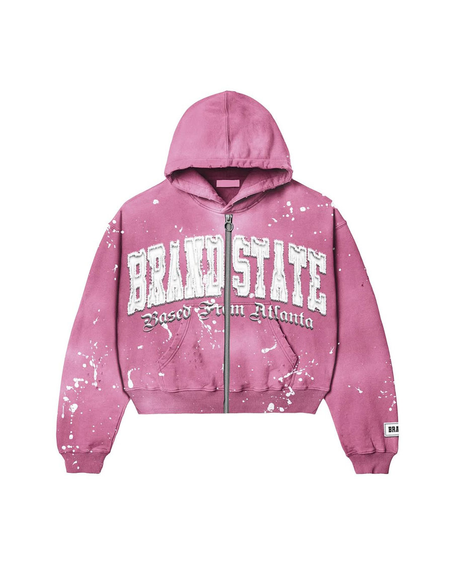 Brand State Splatter Style Zip-Up Hoodie