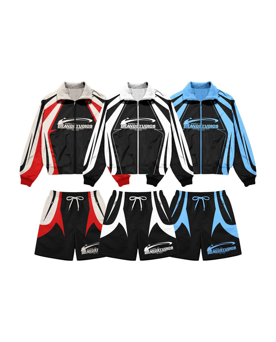 New Arrival Custom Sublimation Windbreaker Shorts Set