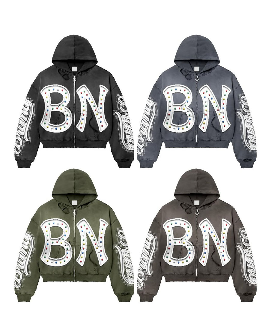 Custom Embroidery Logo Design Zip-UP Hoodie  