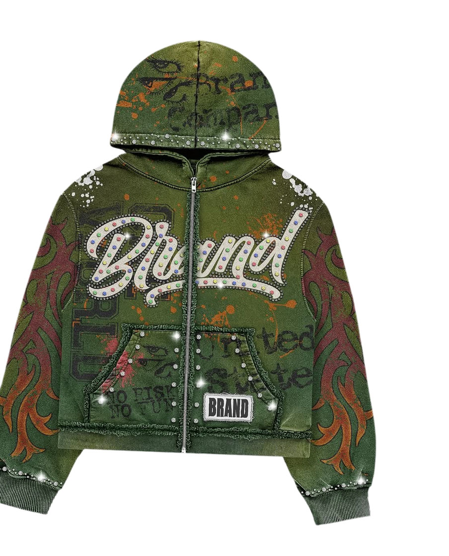 Custom Graffiti Style Hoodie & Denim Shorts Set