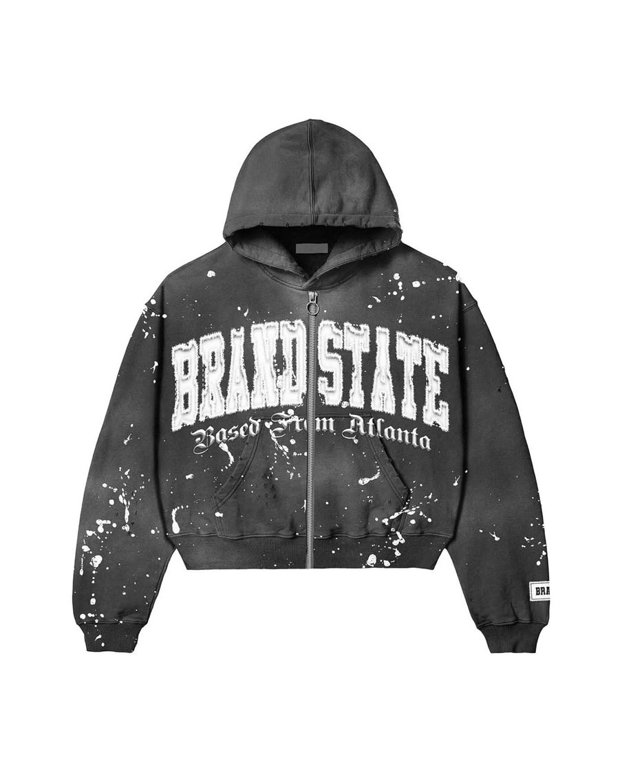 Brand State Splatter Style Zip-Up Hoodie