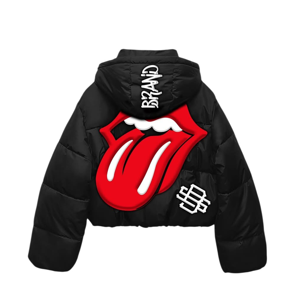 Custom Sublimation Graphic Black Puffer Jacket