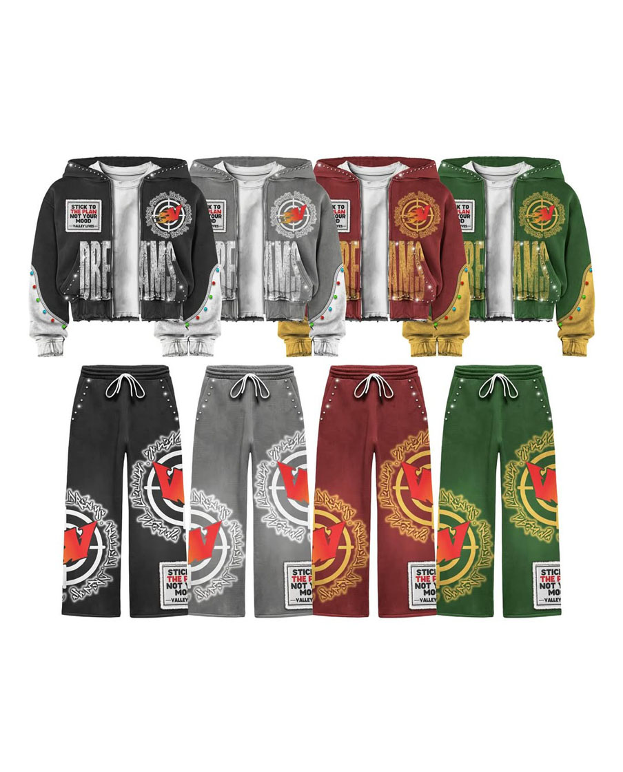 Street Wear Style Patchwork Tracksuit Set 