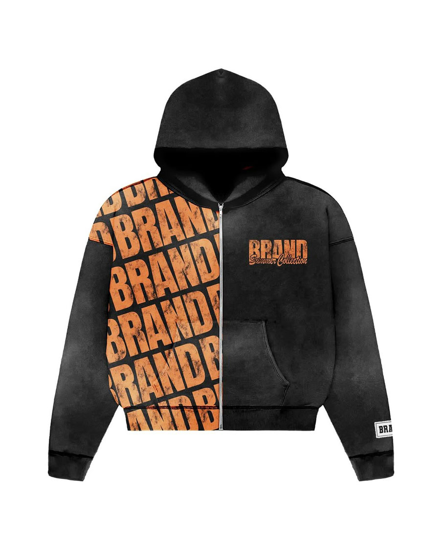 Custom Brand Logo Print Style Zip-UP Hoodie
