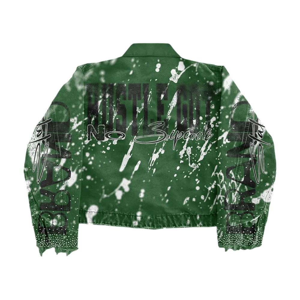 Customised Design Green Graphic Print Denim Jacket