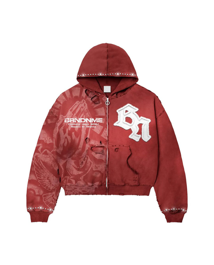 Custom Graphic Embroidery Logo Zip-Up Hoodie