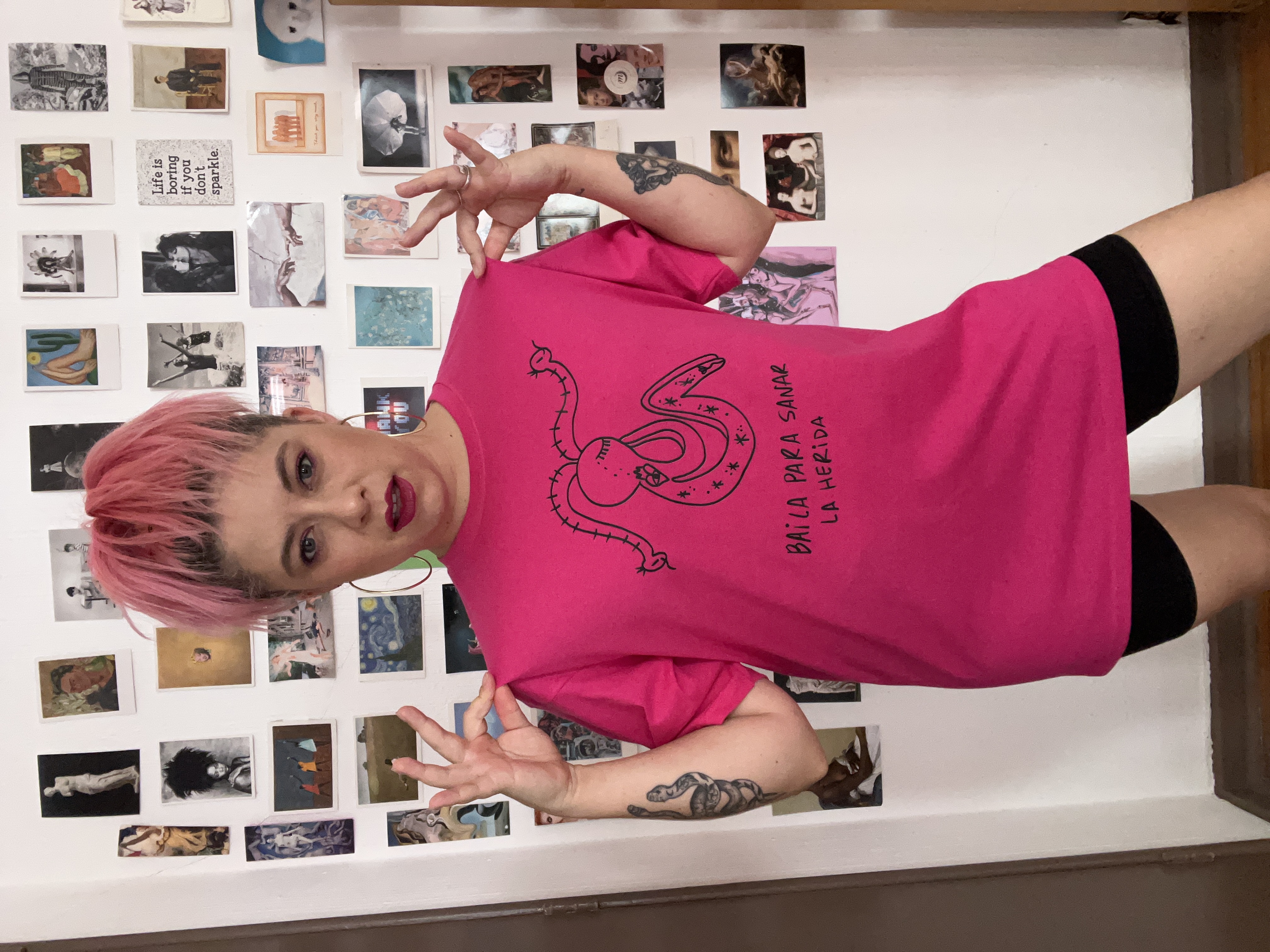 Polera, Baila para sanar la herida, fucsia, Talla L