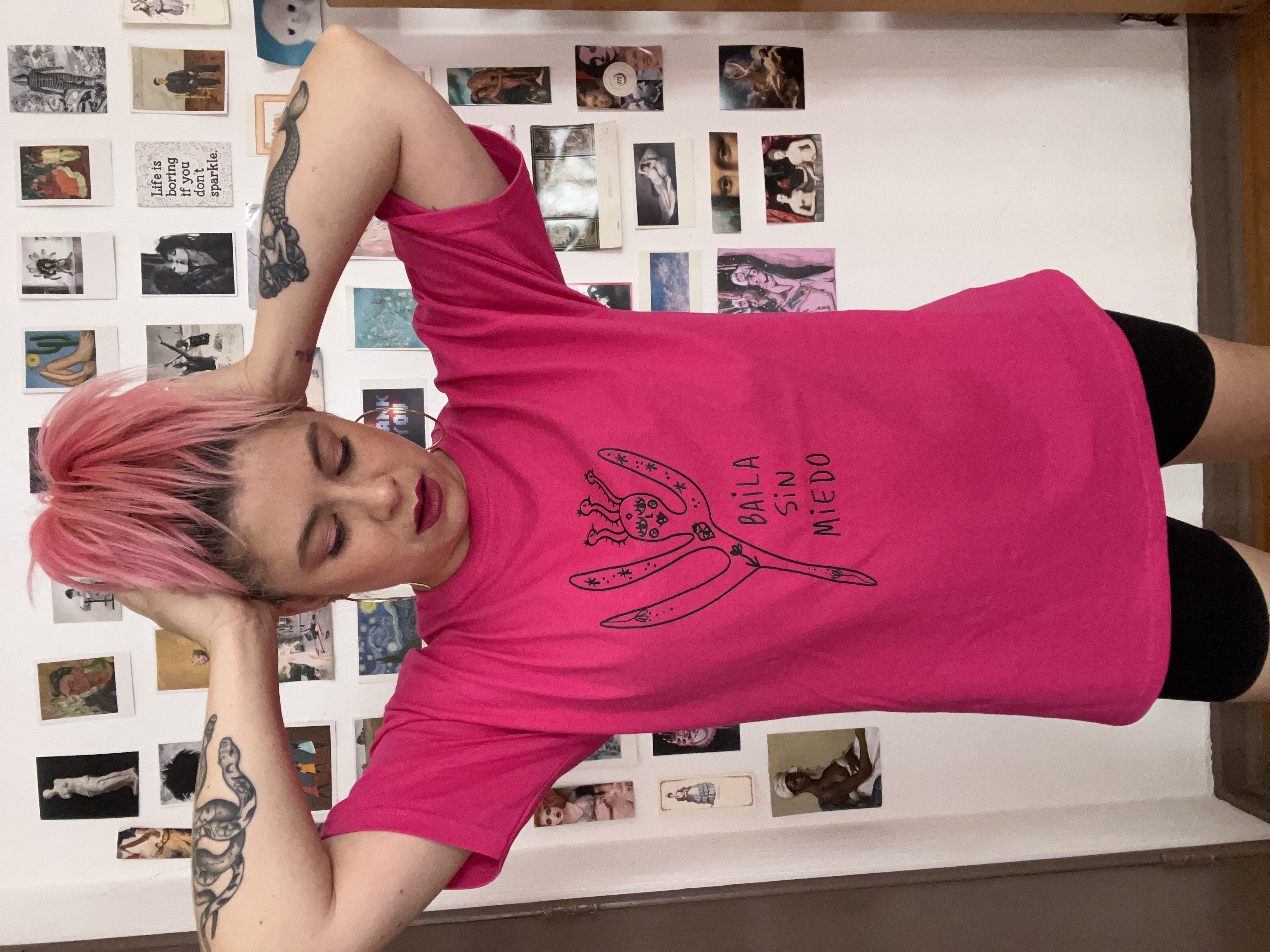 Polera, Baila sin miedo, fucsia, Talla L