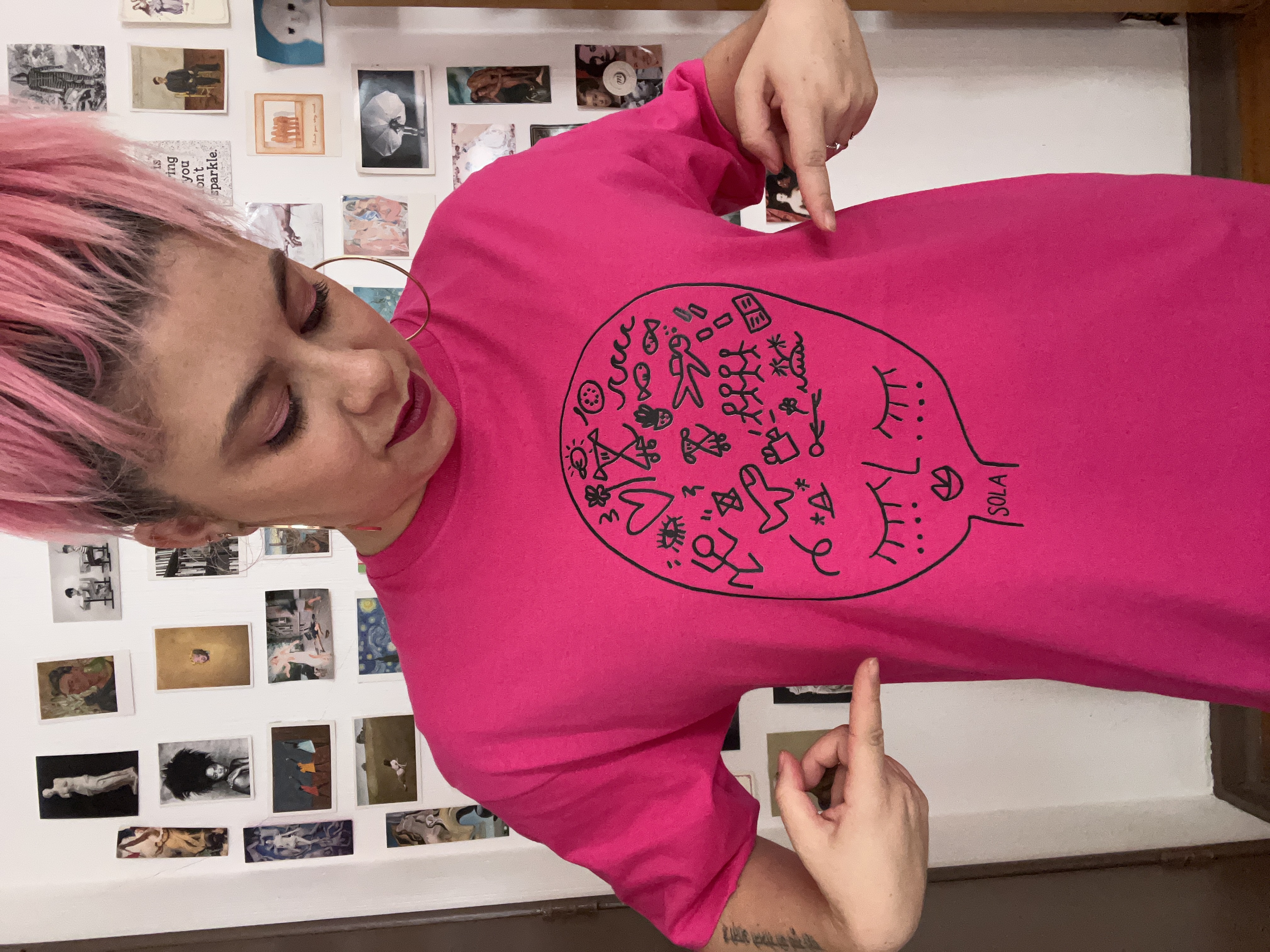 Polera, SOLA, fucsia, talla L
