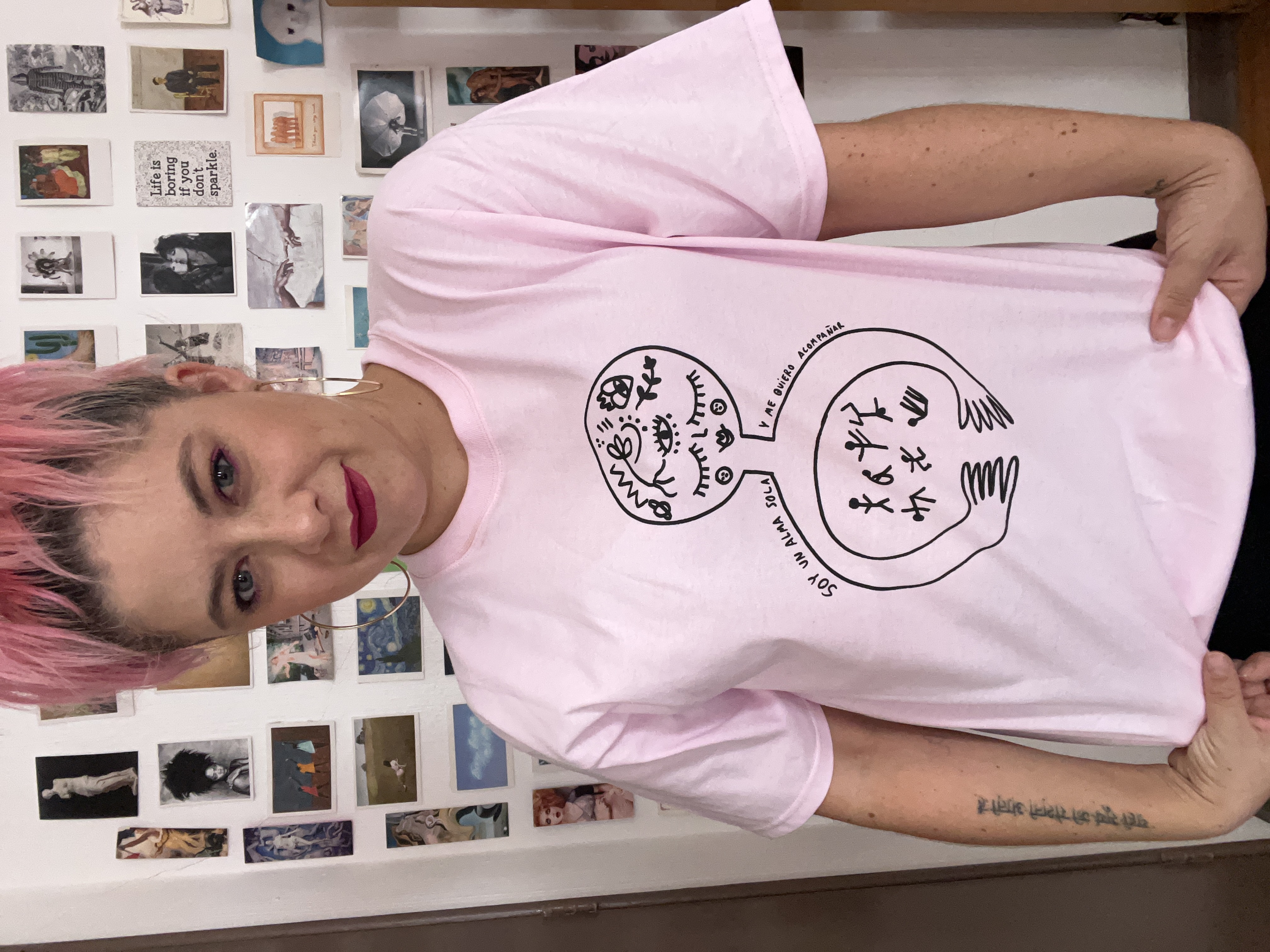Polera, Soy un alma, Rosada, talla L