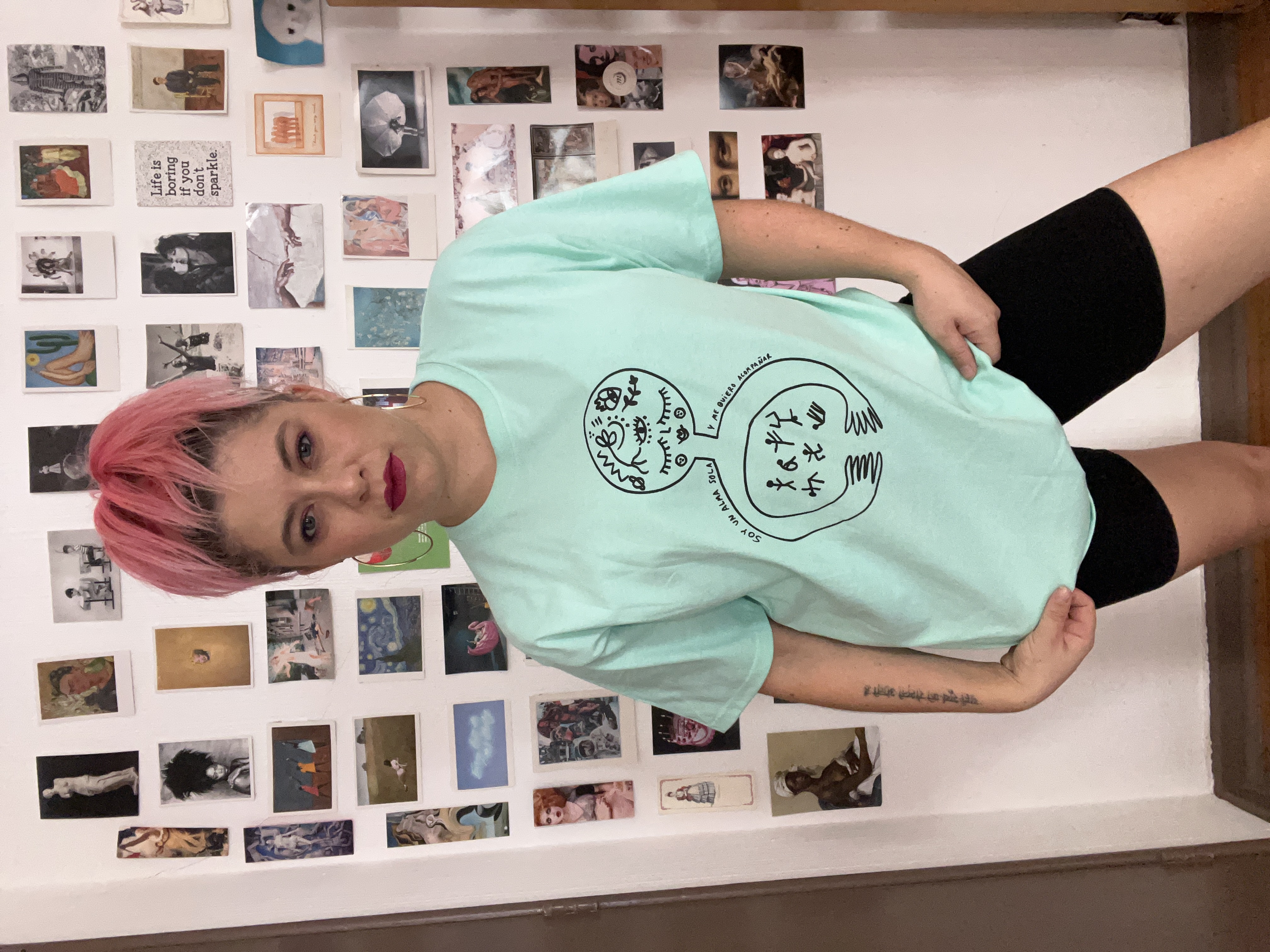 Polera, Soy un alma, color menta, talla L