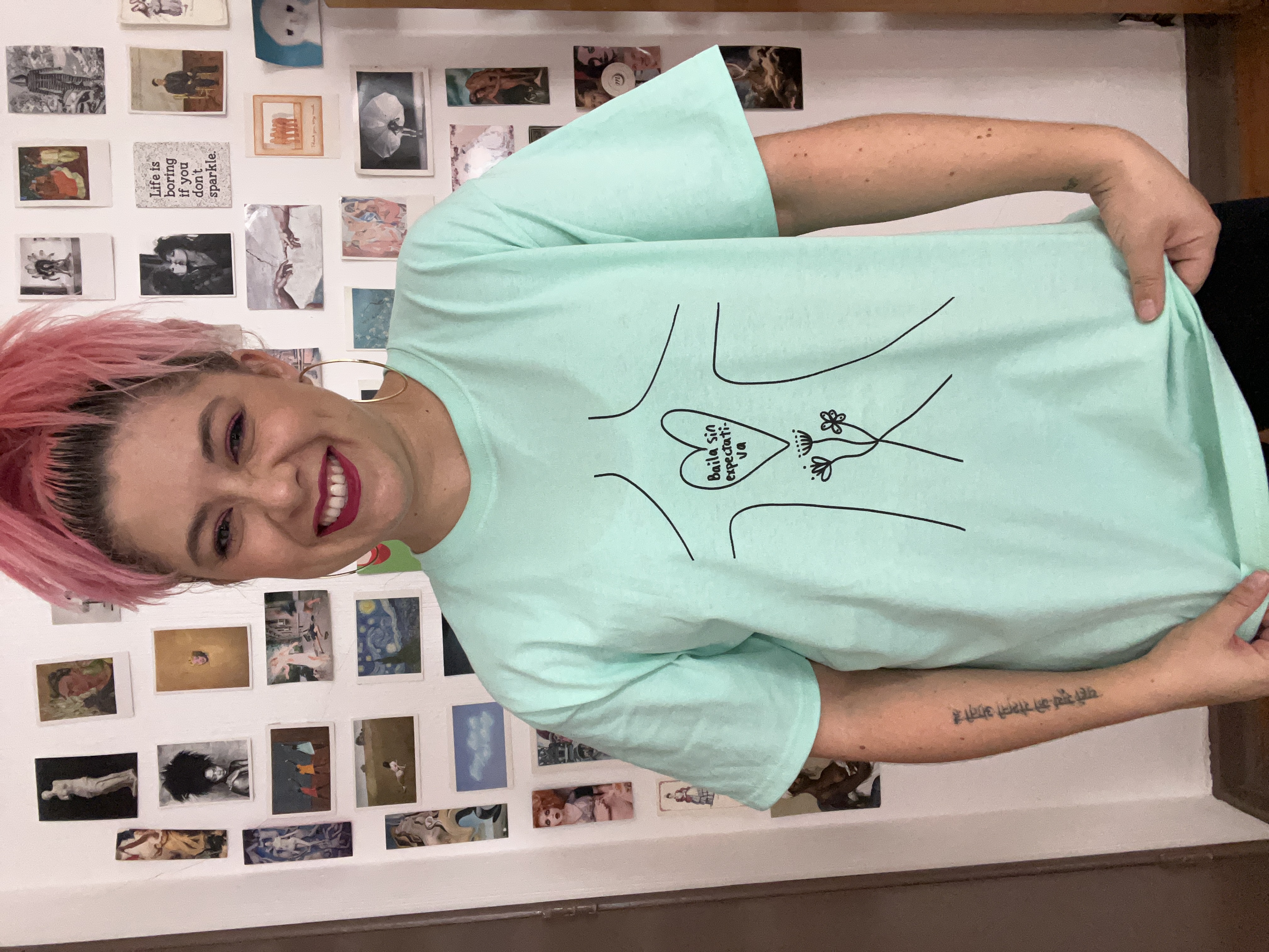 Polera, Baila sin expectativa, color menta, talla L