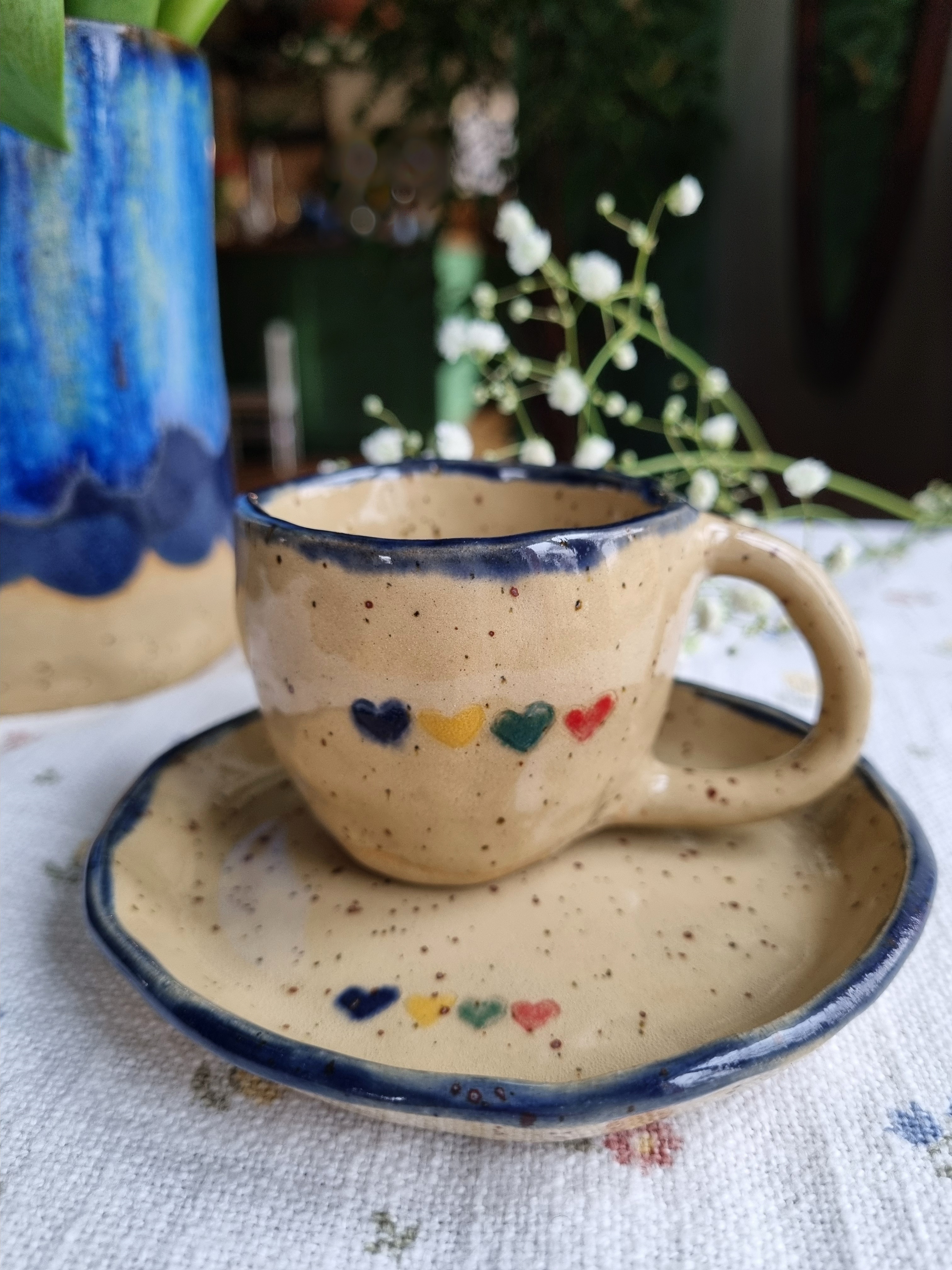 Espresso puodelis su lėkštele Lietuva-Ukraina