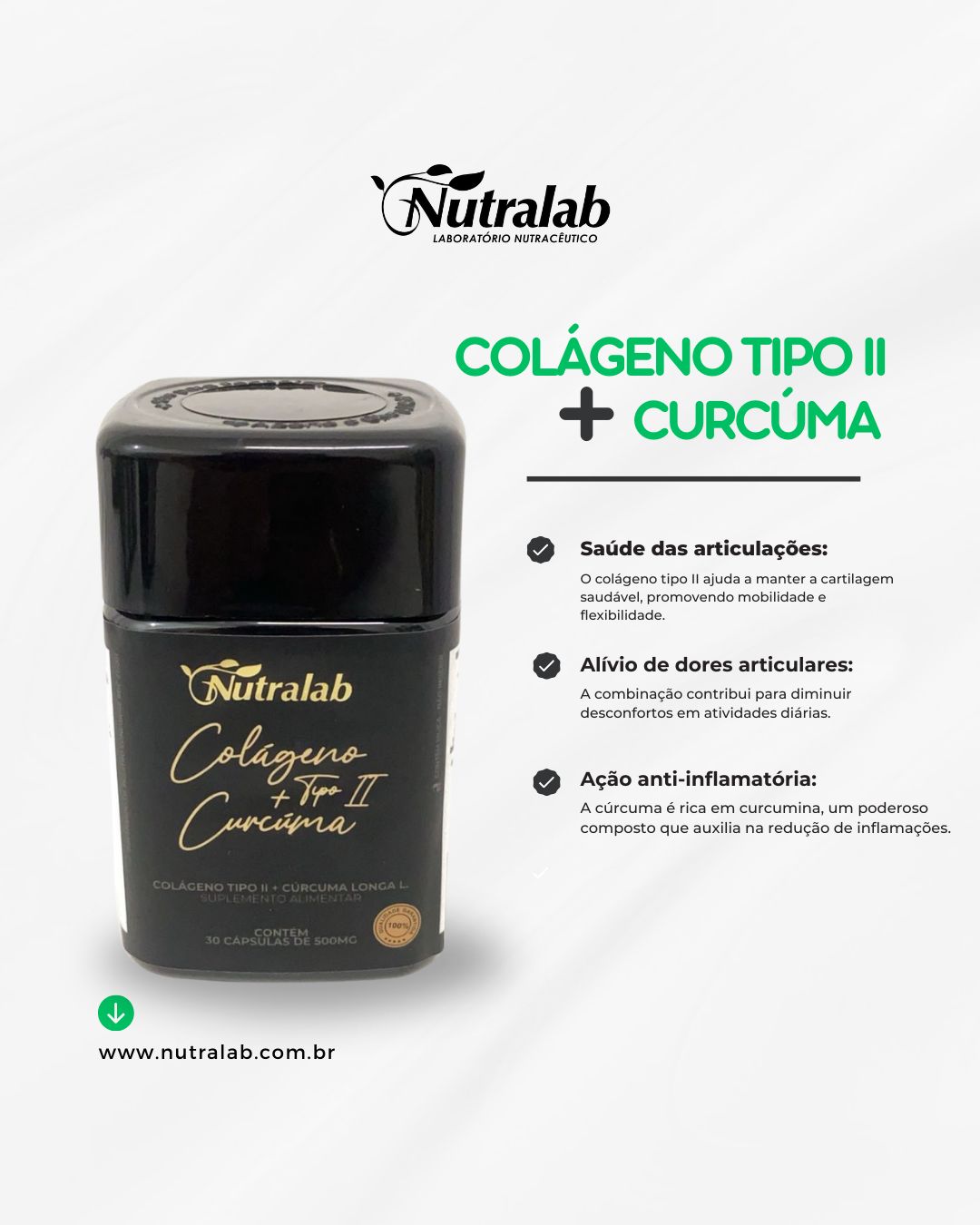 Colágeno Tipo II + Cúrcuma c/30 capsulas 