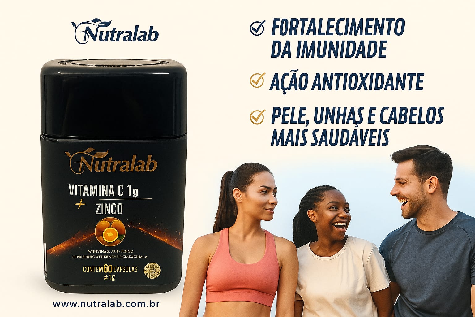 Vitamina C1g + Zinco c/60 capsulas