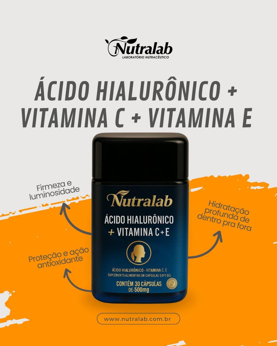Ácido Hialurônico + Vitamina C + Vitamina E - C/30 capsulas SoftGel