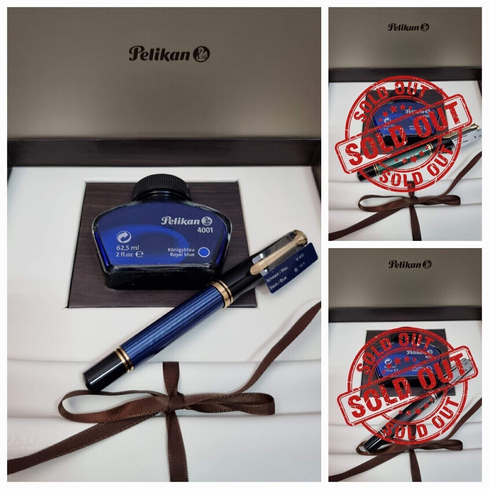 Pelikan M600 Blue TRANSLUCENT 14K Gold nib GS5 Gift Box and Ink Set