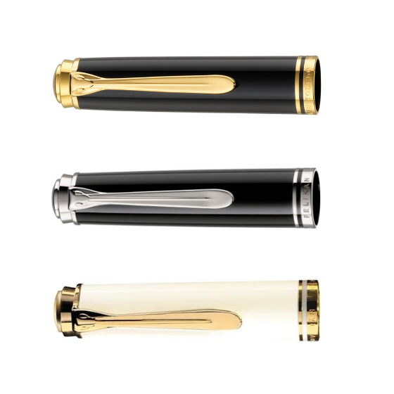 Pelikan piston fountain pen Souverän M400 M405 black, white spare part cap