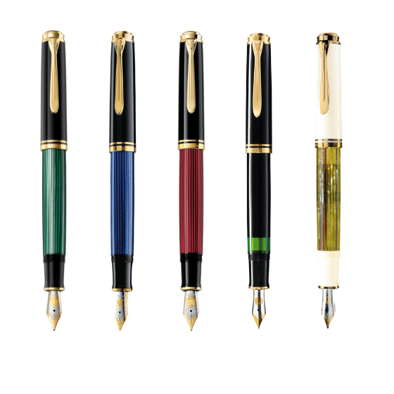 Pelikan Fountain pen Souveran M400 green blue red black and tortoiseshell-white EF F M B