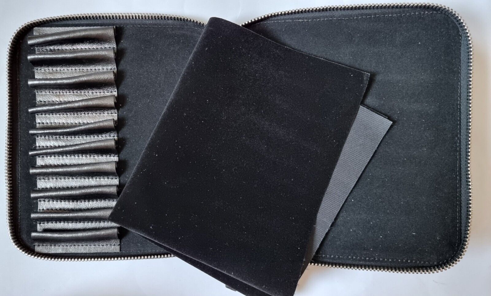 Pen case / pouch from genuine real leather, for 10 pens - premium deluxe handmade