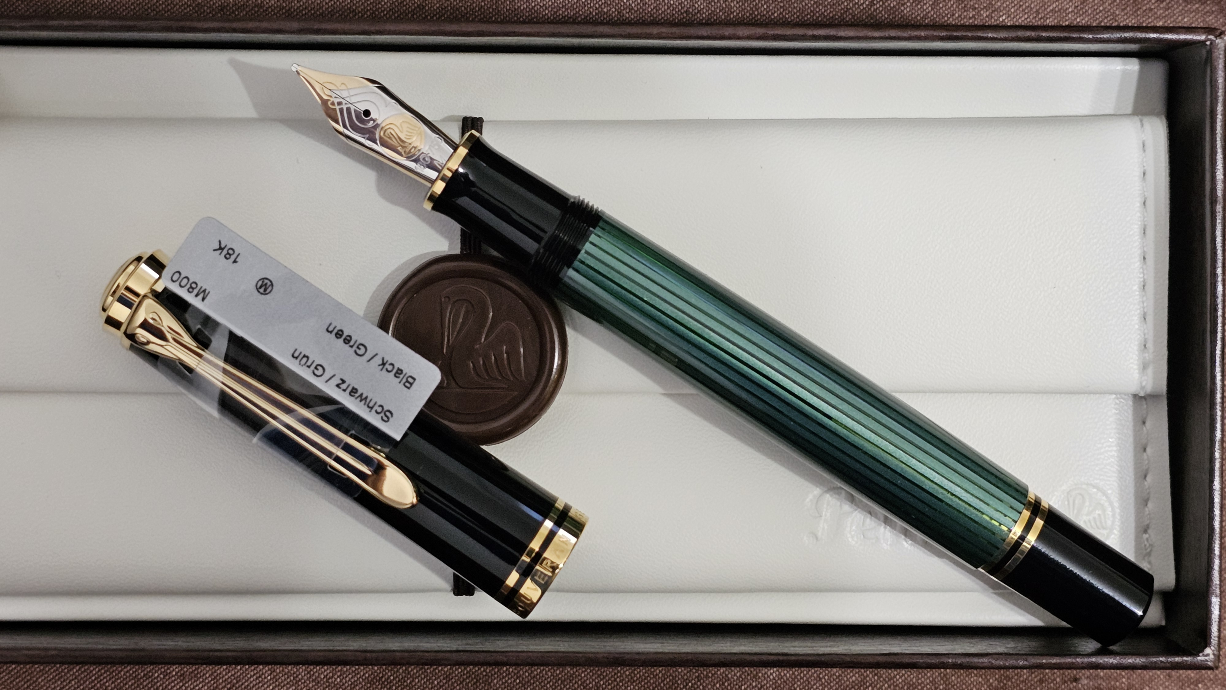 NOS Pelikan M800 fountain pen green stripes TRANSLUCENT barrel