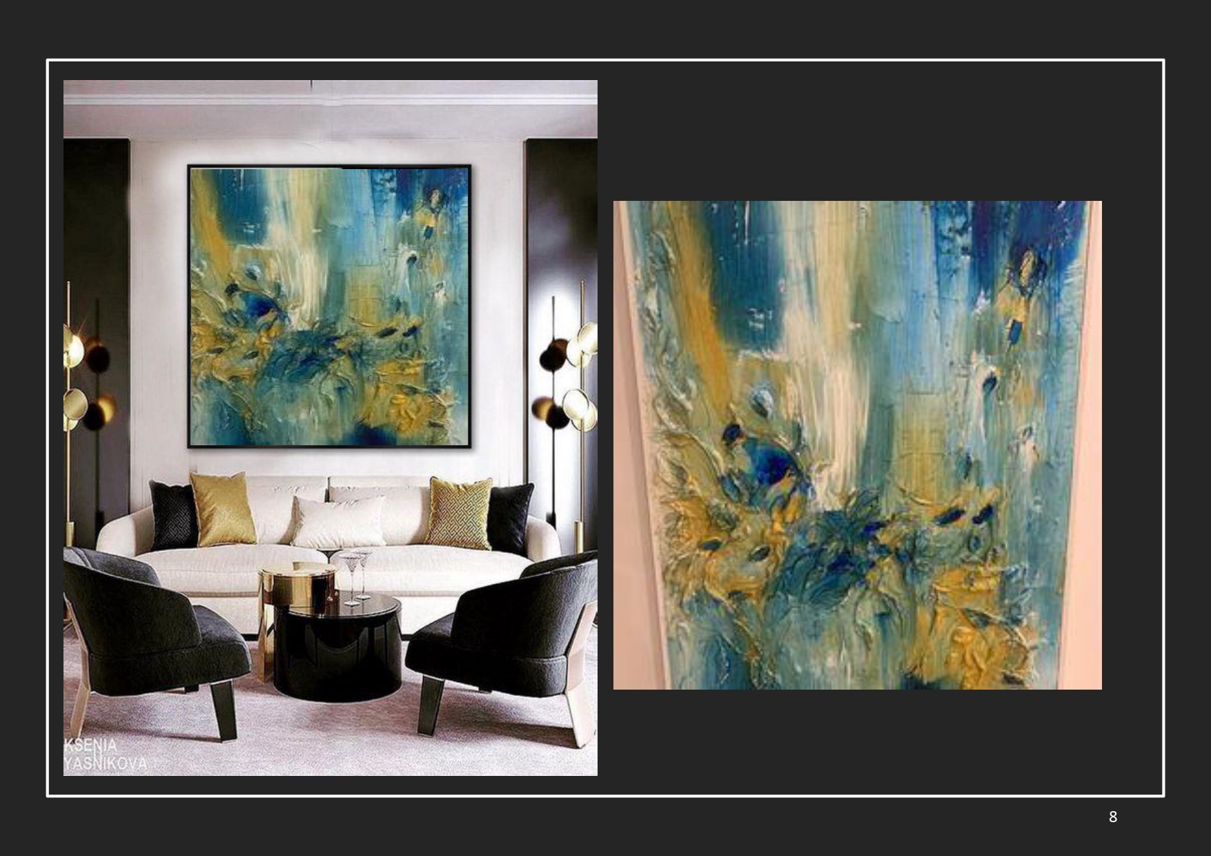 Abstract Art  Blue dancing leaves 